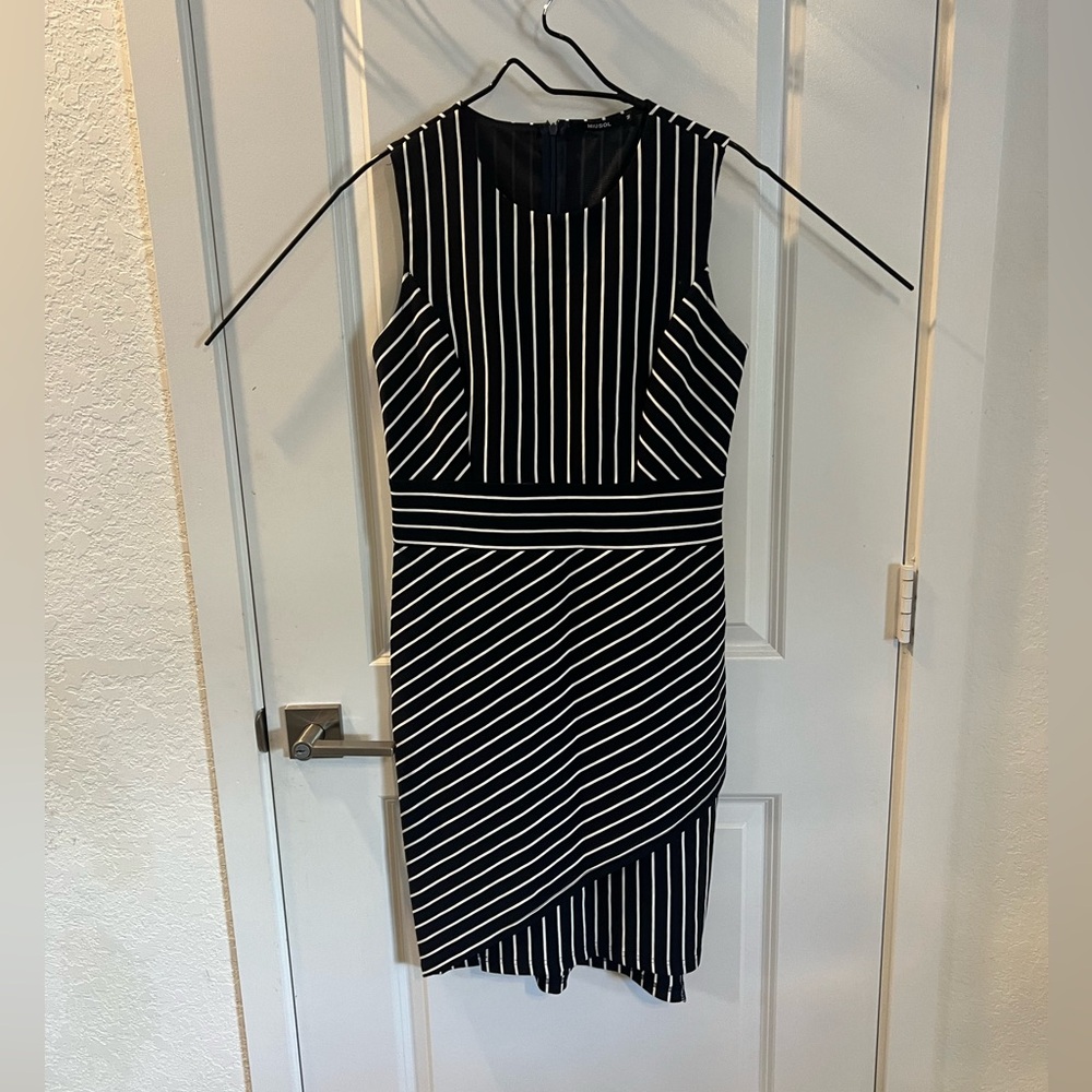 Black and White Striped Dress. Size M